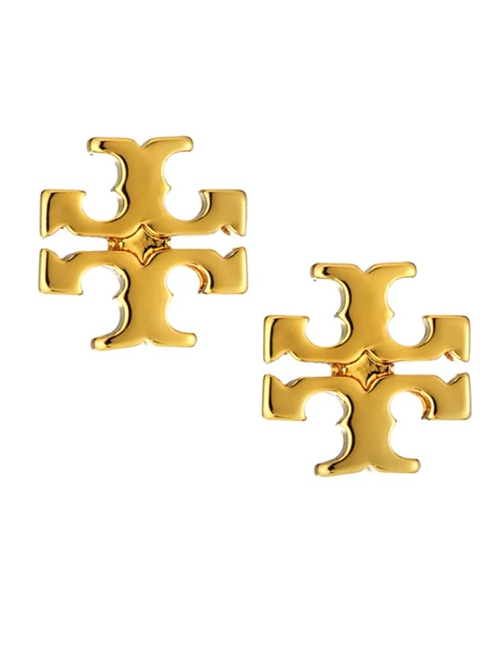 New Tory Burch Kira Gold Logo Stud Earrings
